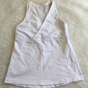 Lululemon White V Neck Tank Top Size 4 Mesh